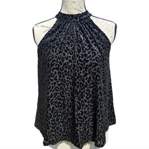 Altar'd State -1610 Mock Neck Velvet Animal Print  Sleeveless Top‎ Small